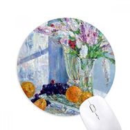 Dıythinker Natürmort Boyama Vazo Çiçek Üzüm Baskılı Yuvarlak Kaymaz Kauçuk Mouse Pad