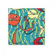 Dıythinker Navigasyon Balık Teknesi Renkli Okyanus 15x15 cm Seramik Karo
