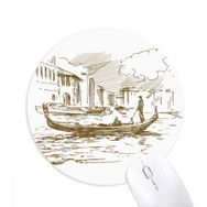 Dıythinker Nehir Tekne Simgesi Eskiz Manzara Baskılı Yuvarlak Kaymaz Kauçuk Mouse Pad