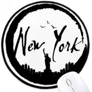 Dıythinker New York ABD Özgürlük Siluet Yuvarlak Kaymaz Mouse Pad