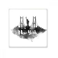 Dıythinker New York America Mürekkep Şehir Seramik Dekorasyon 10x10 cm Seramik Karo