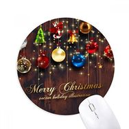 Dıythinker Noel Ampulü Çan Koltuk değneği Ağaç Festivali Baskılı Yuvarlak Kaymaz Kauçuk Mouse Pad