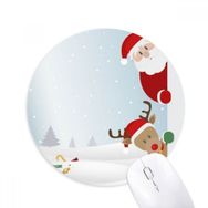 Dıythinker Noel Baba Elk Peep Yeni Yıl Baskılı Yuvarlak Kaymaz Kauçuk Mouse Pad