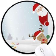 Dıythinker Noel Baba Elk Peep Yeni Yıl Yuvarlak Kaymaz Mouse Pad