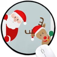 Dıythinker Noel Baba Elk Peep Yuvarlak Kaymaz Mouse Pad