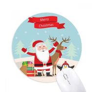 Dıythinker Noel Baba Geyik Penguen Festival Baskılı Yuvarlak Kaymaz Kauçuk Mouse Pad