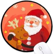 Dıythinker Noel Baba Kar Tanesi Elk Festivali Yuvarlak Kaymaz Mouse Pad