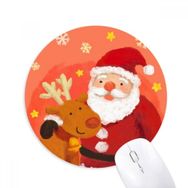 Dıythinker Noel Baba Kar Tanesi Geyik Festivali Baskılı Yuvarlak Kaymaz Kauçuk Mouse Pad