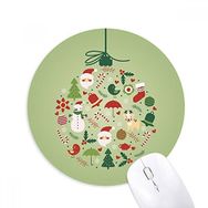 Dıythinker Noel Baba Kardan Adam Ağacı Yeşil Baskılı Yuvarlak Kaymaz Kauçuk Mouse Pad