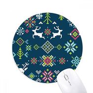 Dıythinker Noel Çiçeği Geyik Kar Pikseli Baskılı Yuvarlak Kaymaz Kauçuk Mouse Pad