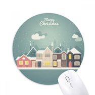 Dıythinker Noel Evi Festival İllüstrasyon Baskılı Yuvarlak Kaymaz Kauçuk Mouse Pad