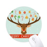Dıythinker Noel Geyiği Çan Festivali Desenli Baskılı Yuvarlak Kaymaz Kauçuk Mouse Pad