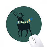 Dıythinker Noel Geyiği Eşarp Festival Desenli Baskılı Yuvarlak Kaymaz Kauçuk Mouse Pad