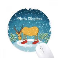 Dıythinker Noel Geyiği Festival İllüstrasyon Baskılı Yuvarlak Kaymaz Kauçuk Mouse Pad