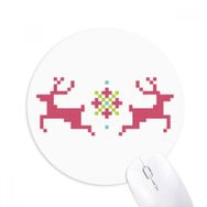 Dıythinker Noel Geyiği Kar Piksel Baskılı Yuvarlak Kaymaz Kauçuk Mouse Pad