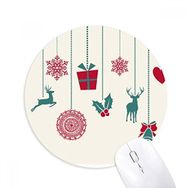 Dıythinker Noel Geyiği Kar Tanesi Kalp Festival Baskılı Yuvarlak Kaymaz Kauçuk Mouse Pad