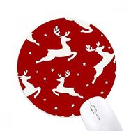 Dıythinker Noel Geyiği Kırmızı Festival Baskılı Yuvarlak Kaymaz Kauçuk Mouse Pad