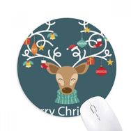Dıythinker Noel Geyiğisi Koltuk değneği Çan Festivali Desen Baskılı Yuvarlak Kaymaz Kauçuk Mouse Pad