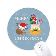 Dıythinker Noel Geyiğisi Mutlu Noeller Festivali Baskılı Yuvarlak Kaymaz Kauçuk Mouse Pad