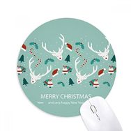 Dıythinker Noel Geyik Şapkası Çan Ağacı Festival Baskılı Yuvarlak Kaymaz Kauçuk Mouse Pad