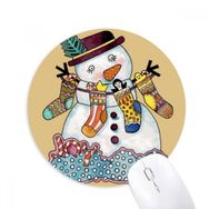 Dıythinker Noel Kardan Adam Çorap Festival Baskılı Yuvarlak Kaymaz Kauçuk Mouse Pad