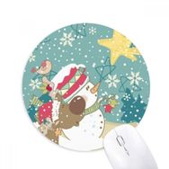 Dıythinker Noel Kardan Adam Kar Tanesi Köpek Festivali Baskılı Yuvarlak Kaymaz Kauçuk Mouse Pad