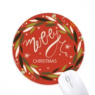 Dıythinker Noel Renkli Çelenk Yaprağı İllüstrasyon Baskılı Yuvarlak Kaymaz Kauçuk Mouse Pad
