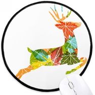 Dıythinker Noel Renkli Yaprak Elk Festivali Desen Yuvarlak Kaymaz Mouse Pad