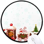 Dıythinker Noel Şeker Tren Festivali Yuvarlak Kaymaz Mouse Pad