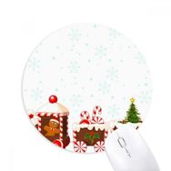 Dıythinker Noel Şekeri Tren Festivali Baskılı Yuvarlak Kaymaz Kauçuk Mouse Pad