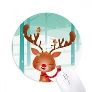 Dıythinker Noel Sevimli Geyik Festivali Baskılı Yuvarlak Kaymaz Kauçuk Mouse Pad
