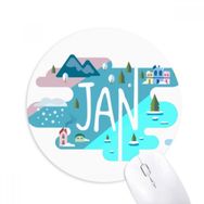 Dıythinker Ocak Ayı Sezon İllüstrasyon Baskılı Yuvarlak Kaymaz Kauçuk Mouse Pad