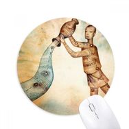 Dıythinker Ocak Şubat Kova Burç Baskılı Yuvarlak Kaymaz Kauçuk Mouse Pad