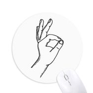 Dıythinker OK Gesture Line Çizim Desenli Baskılı Yuvarlak Kaymaz Kauçuk Mouse Pad