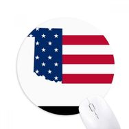 Dıythinker Oklahoma ABD Haritası Yıldızlar Çizgili Bayrak Şekli Baskılı Yuvarlak Kaymaz Kauçuk Mouse Pad