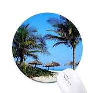 Dıythinker Okyanus Ağacı Mavi Gökyüzü Resmi Baskılı Yuvarlak Kaymaz Kauçuk Mouse Pad