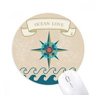 Dıythinker Okyanus Aşk Deniz Yelkenli Pusula Desenli Baskılı Yuvarlak Kaymaz Kauçuk Mouse Pad