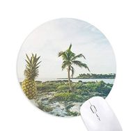 Dıythinker Okyanus Kum Kumsal Ananas Ağacı Deniz Baskılı Yuvarlak Kaymaz Kauçuk Mouse Pad