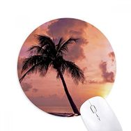 Dıythinker Okyanus Kum Plaj Tekne Ağacı Resim Baskılı Yuvarlak Kaymaz Kauçuk Mouse Pad