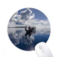 Dıythinker Okyanus Su Mavi Tekne İnsanlar Resim Baskılı Yuvarlak Kaymaz Kauçuk Mouse Pad