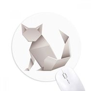 Dıythinker Origami Geometrik Soyut Kedi Desenli Baskılı Yuvarlak Kaymaz Kauçuk Mouse Pad