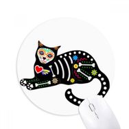 Dıythinker Oturur Siyah Kedi Kemik Kalp Cadılar Bayramı Korku Atmosfer Baskılı Yuvarlak Kaymaz Kauçuk Mouse Pad