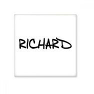 Dıythinker Özel El Yazısı İngilizce İsim RICHARD Seramik Bisque Fayans 20x20 cm Seramik Karo