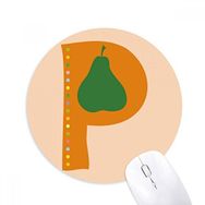Dıythinker P Alfabe Armut Meyve Sevimli Desen Baskılı Yuvarlak Kaymaz Kauçuk Mouse Pad