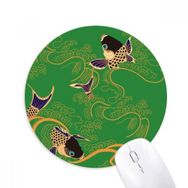 Dıythinker PaintingJ apanese Sarı Balık Baskılı Yuvarlak Kaymaz Kauçuk Mouse Pad