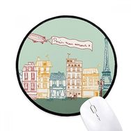 Dıythinker Paris Zeplin Fransa Mark Çizgi Çizim Yuvarlak Kaymaz Mouse Pad