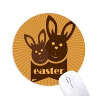 Dıythinker Paskalya Dini Festival Kahverengi Tavşan Desenli Baskılı Yuvarlak Kaymaz Kauçuk Mouse Pad