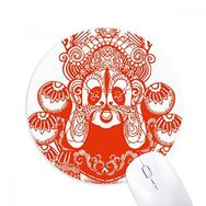 Dıythinker Pekin Opera Maskesi Kırmızı, Kağıt Kesim, Baskılı Yuvarlak Kaymaz Kauçuk Mouse Pad