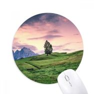 Dıythinker Pembe Ağaç Çim Gökyüzü Baskılı Yuvarlak Kaymaz Kauçuk Mouse Pad