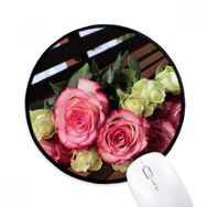 Dıythinker Pembe Beyaz Çiçekler Güzel Tezgah Yuvarlak Kaymaz Mouse Pad